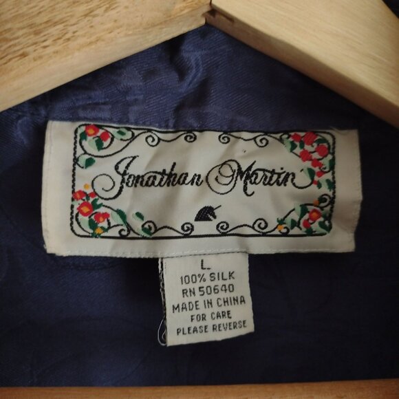 Jonathan Martin Vintage Womens Silk Blouse L Smoky Purple Jacquard Button Up Top - Picture 2 of 9